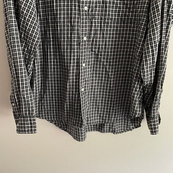 Ralph Lauren Jeans Co Mens SZ XL Black/White Plaid Long Sleeve Button Up Shirt - Picture 2 of 9